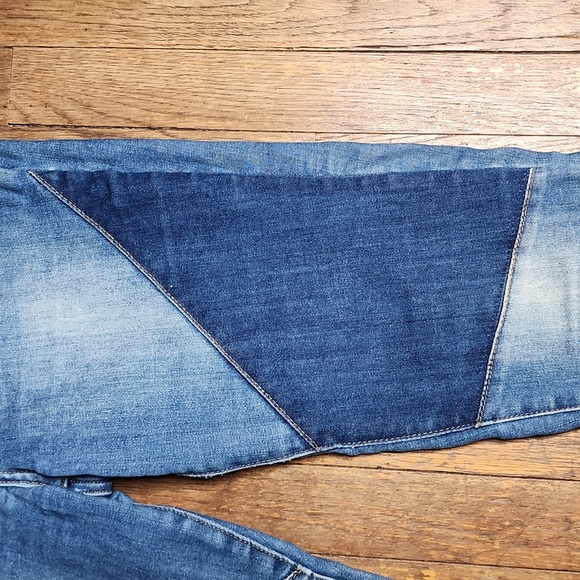 Stay In Line Patchwork Denim Stretch Jeans Large - Picture 4 of 8